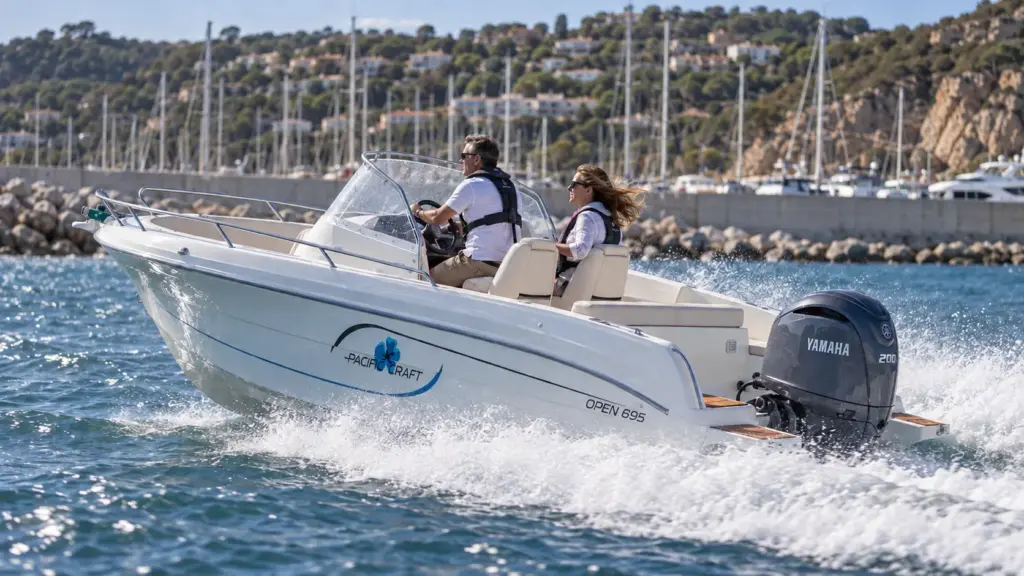 Pacific Craft 695 Open à pleine vitesse avec un moteur Yamaha de 200 hp